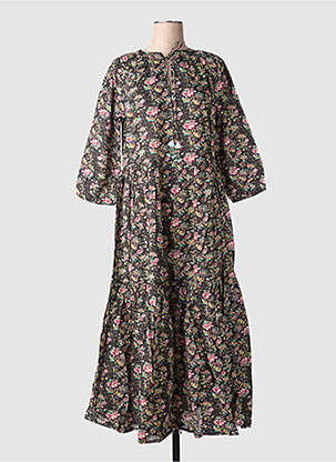 Robe longue imprimé fleurs manches 3/4 marron RHUM RAISIN femme