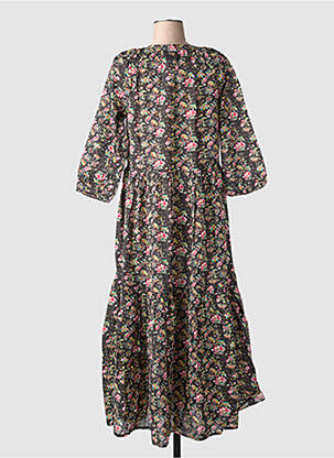 Robe longue imprimé fleurs manches 3/4 marron RHUM RAISIN femme