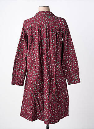 Robe mi-longue imprimé fleurs manches longues rouge RHUM RAISIN femme
