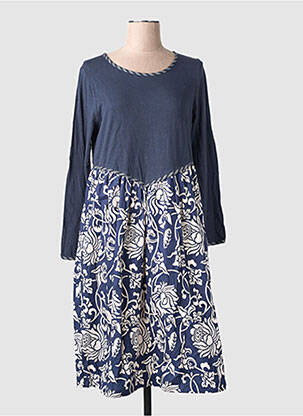 Robe mi-longue imprimé fleurs manches longues bleu RHUM RAISIN femme