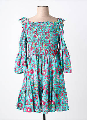 Robe courte manches 3/4 manches 3/4 bleu RHUM RAISIN femme