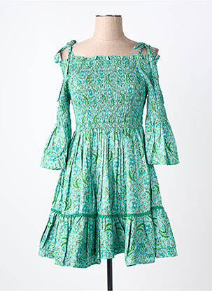 Robe courte manches 3/4 manches 3/4 vert RHUM RAISIN femme