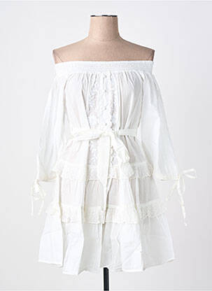 Robe courte manches 3/4 manches 3/4 blanc RHUM RAISIN femme