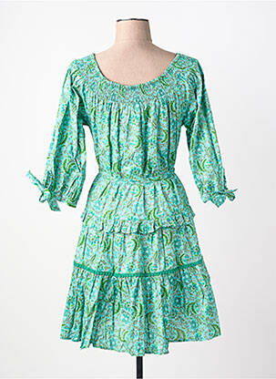 Robe courte manches 3/4 manches 3/4 vert RHUM RAISIN femme