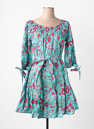 Robe courte manches 3/4 manches 3/4 bleu RHUM RAISIN femme
