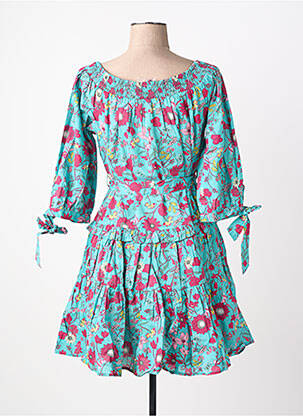 Robe courte manches 3/4 manches 3/4 bleu RHUM RAISIN femme
