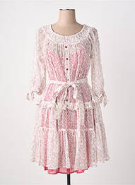 Robe mi-longue imprimé fleurs manches longues rose RHUM RAISIN femme
