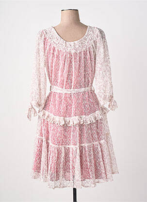 Robe mi-longue imprimé fleurs manches longues rose RHUM RAISIN femme