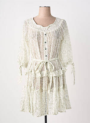 Robe mi-longue imprimé fleurs manches longues vert RHUM RAISIN femme