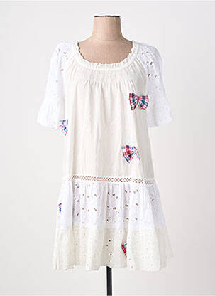 Robe courte manches courtes manches courtes blanc RHUM RAISIN femme