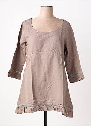 Tunique manches longues tissage crêpe marron RHUM RAISIN femme