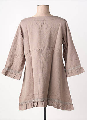 Tunique manches longues tissage crêpe marron RHUM RAISIN femme