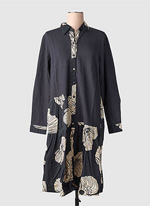 Robe mi-longue imprimé fantaisie manches longues noir RHUM RAISIN femme