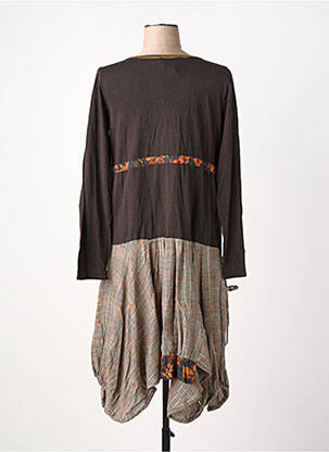 Robe mi-longue manches longues manches longues marron RHUM RAISIN femme