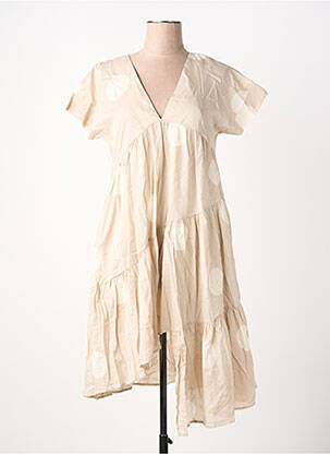 Robe mi-longue manches courtes manches courtes beige RHUM RAISIN femme