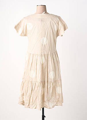 Robe mi-longue manches courtes manches courtes beige RHUM RAISIN femme