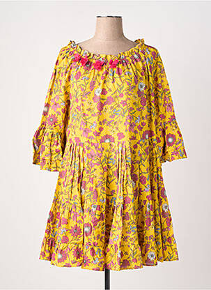 Robe courte manches 3/4 manches 3/4 jaune RHUM RAISIN femme