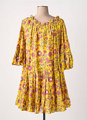 Robe courte manches 3/4 manches 3/4 jaune RHUM RAISIN femme