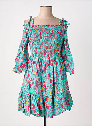 Robe courte manches 3/4 manches 3/4 bleu RHUM RAISIN femme