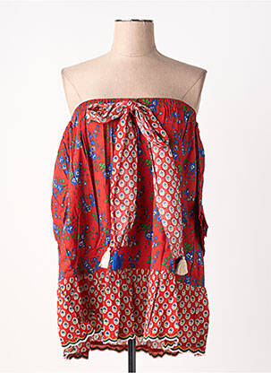Blouse tissage popeline manches 3/4 rouge RHUM RAISIN femme