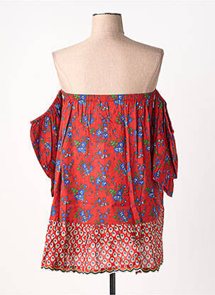 Blouse tissage popeline manches 3/4 rouge RHUM RAISIN femme