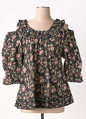 Blouse tissage popeline manches 3/4 noir RHUM RAISIN femme