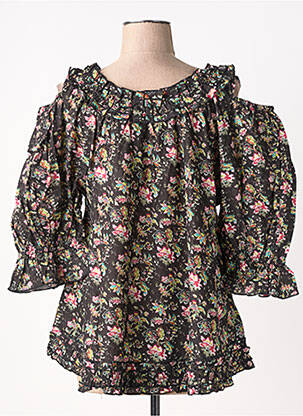 Blouse tissage popeline manches 3/4 noir RHUM RAISIN femme