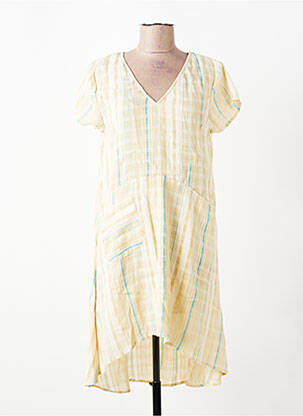 Robe mi-longue tissage crêpe manches courtes beige RHUM RAISIN femme