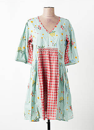 Robe mi-longue imprimé fleurs manches 3/4 bleu RHUM RAISIN femme
