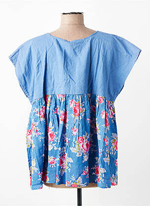 Blouse tissage popeline manches courtes bleu RHUM RAISIN femme