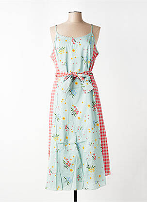 Robe mi-longue imprimé fleurs fines bretelles bleu RHUM RAISIN femme