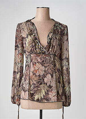 Top imprimé fantaisie manches longues marron MEXX femme