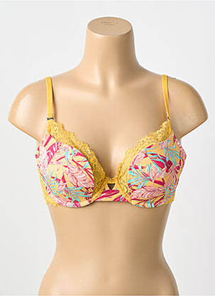 Soutien-gorge effet matière satinée haut soutien-gorge push-up jaune MORGAN femme