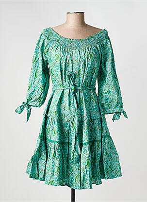 Robe courte manches 3/4 manches 3/4 vert RHUM RAISIN femme