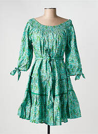 Robe courte imprimé fleurs manches 3/4 vert RHUM RAISIN femme