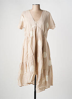 Robe mi-longue manches courtes manches courtes beige RHUM RAISIN femme