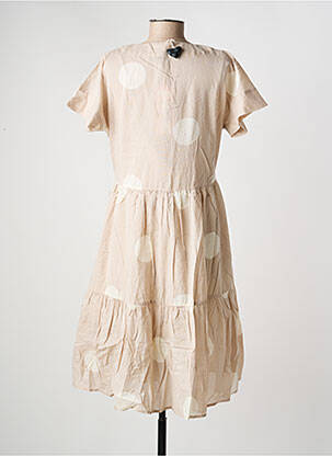 Robe mi-longue manches courtes manches courtes beige RHUM RAISIN femme