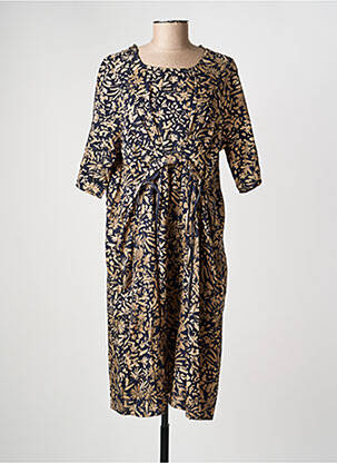 Robe mi-longue imprimé fantaisie manches courtes noir RHUM RAISIN femme