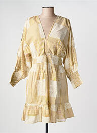 Robe mi-longue imprimé fantaisie manches longues jaune RHUM RAISIN femme
