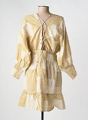 Robe mi-longue imprimé fantaisie manches longues jaune RHUM RAISIN femme