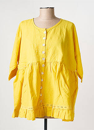 Chemisier fermeture boutonnée sur le devant manches 3/4 jaune RHUM RAISIN femme
