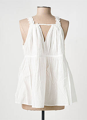 Top col v sans manche blanc RHUM RAISIN femme