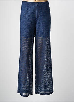 Pantalon large fermeture zippée sous rabat boutonné taille normale bleu CREAM femme