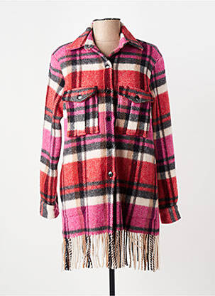 Manteau long coupe droite sans capuche rose VILAGALLO femme