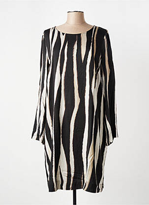 Robe mi-longue coupe fluide manches longues noir MARC AUREL femme