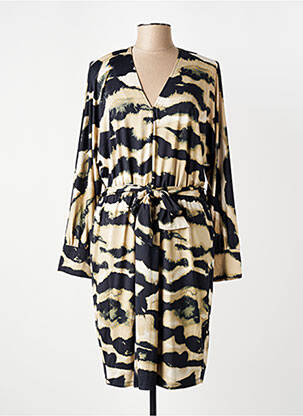 Robe mi-longue manches longues manches longues beige K.F FASHION femme