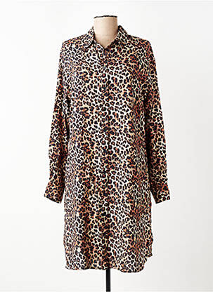 Robe mi-longue coupe fluide manches longues marron CREAM femme