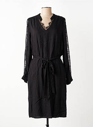 Robe mi-longue manches longues manches longues noir FREEMAN T.PORTER femme