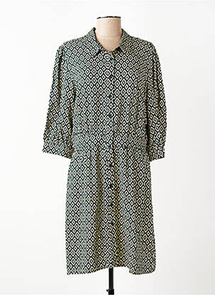 Robe mi-longue manches 3/4 manches 3/4 vert FREEMAN T.PORTER femme