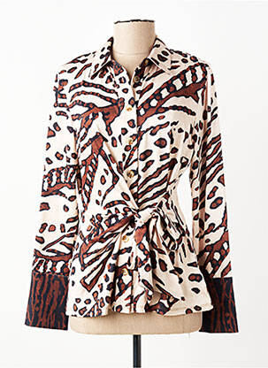 Chemisier coupe cintrée manches longues beige K-DESIGN femme